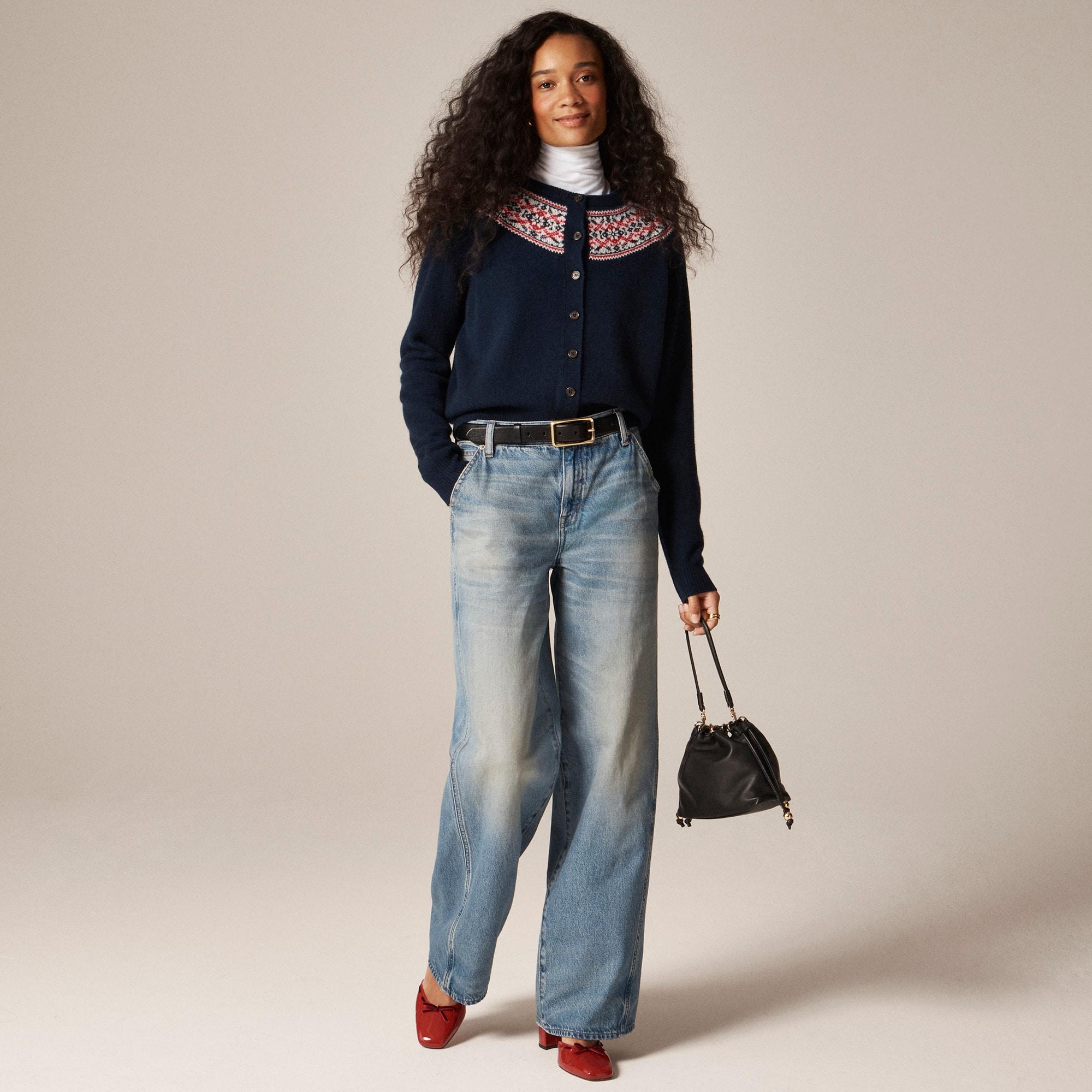 Classic Fair Isle cardigan in vintage wool Product Image