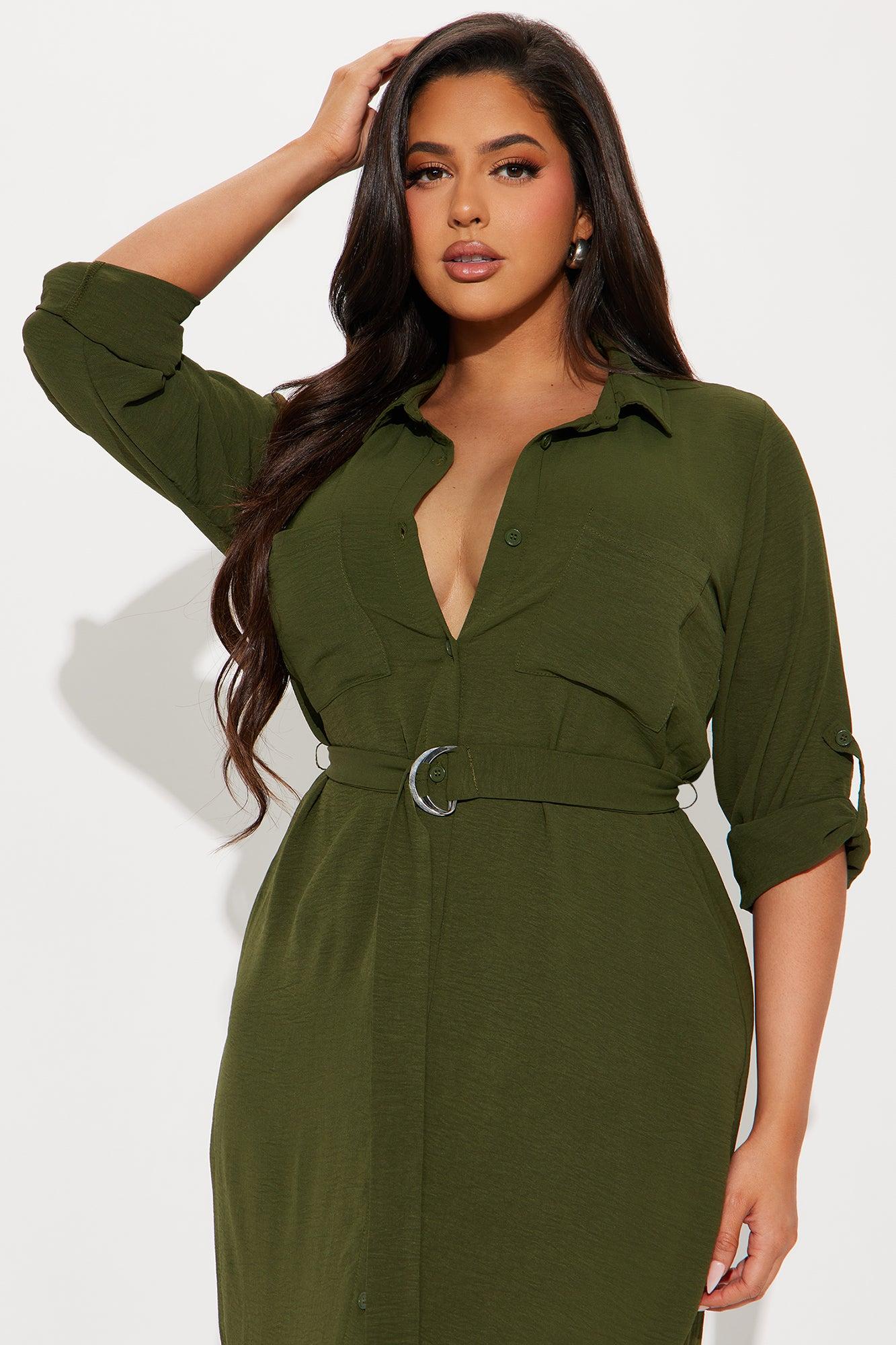 Olivia Shirt Maxi Dress - Hunter Product Image