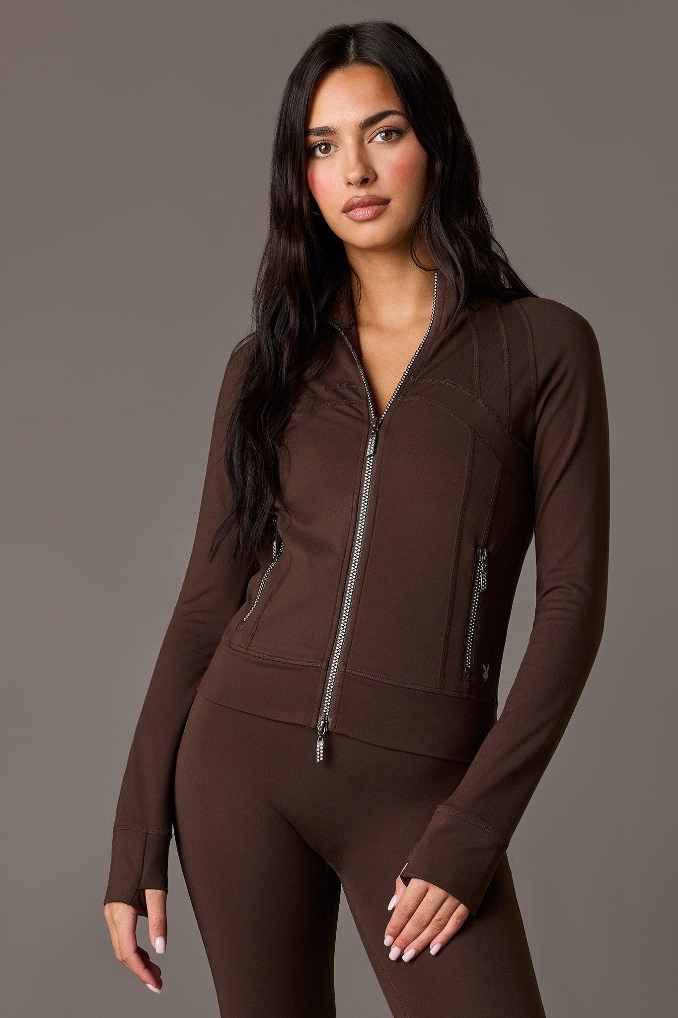 Playboy High Density Rhinestone 2 Way Zip Jacket Female Product Image