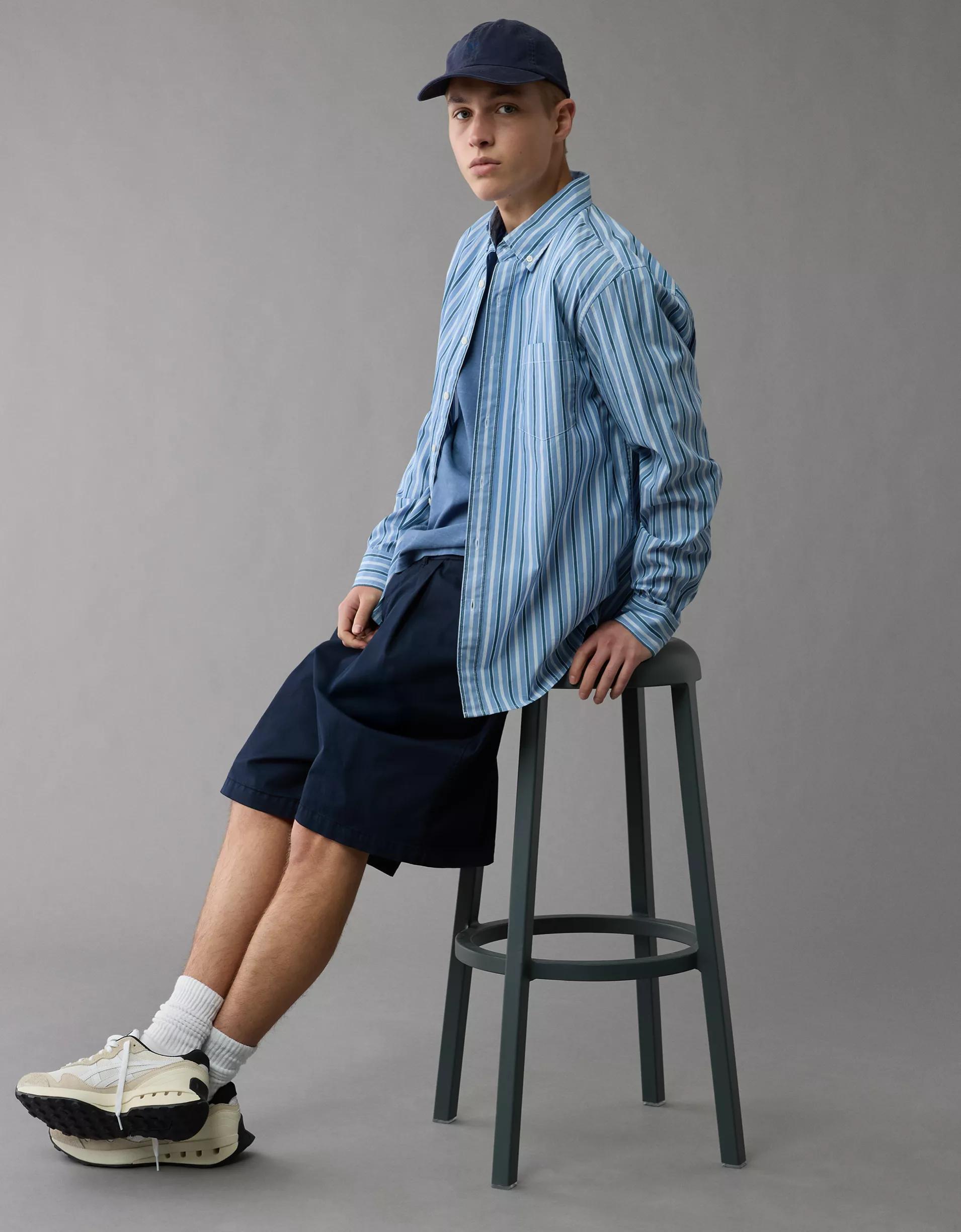 AE Everyday Classic Fit Poplin Striped Button-Up Shirt Product Image