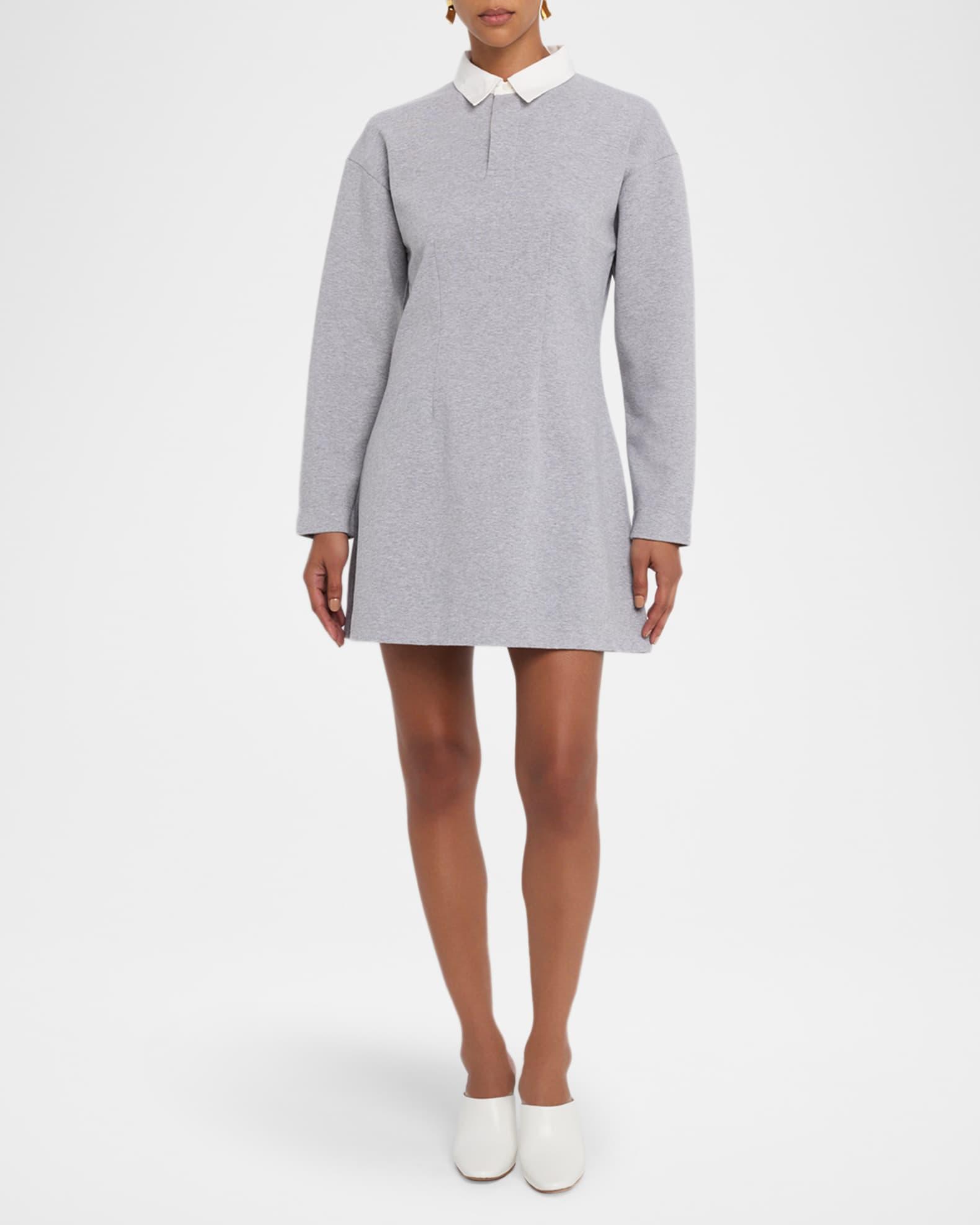 Long-Sleeve Mini Polo Shirtdress Product Image