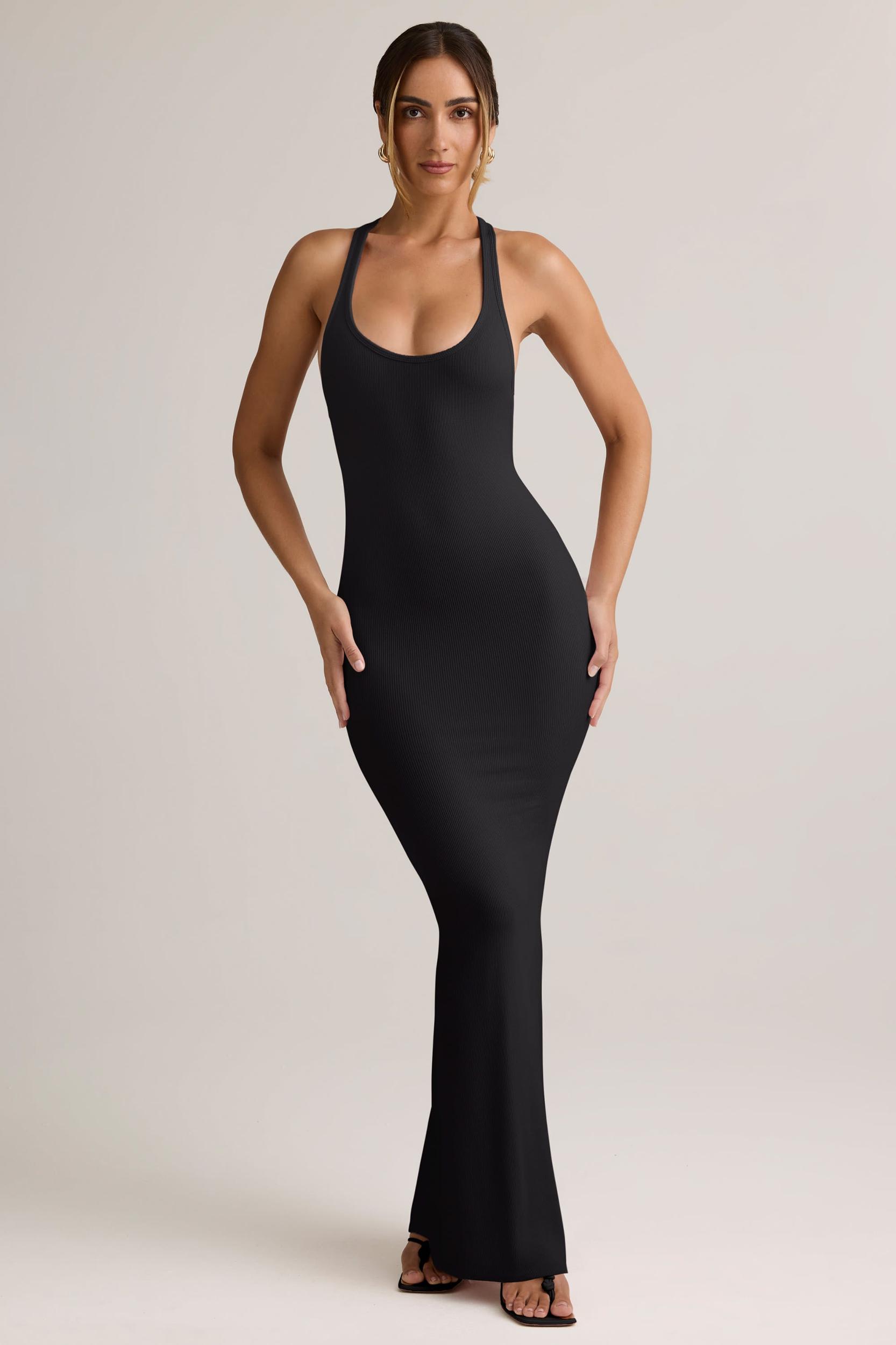Modal Racerback Maxi Dress in Black Product Image
