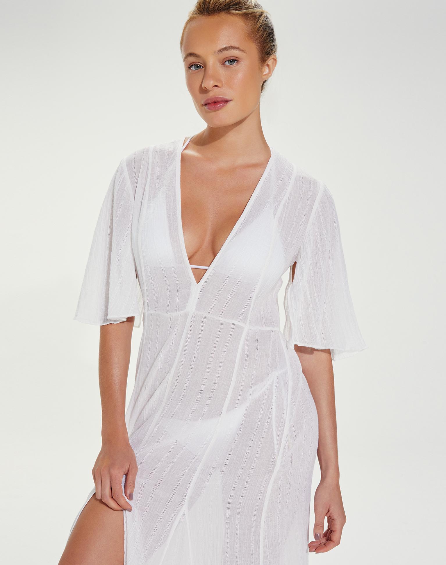 Long Malia Caftan - White Product Image