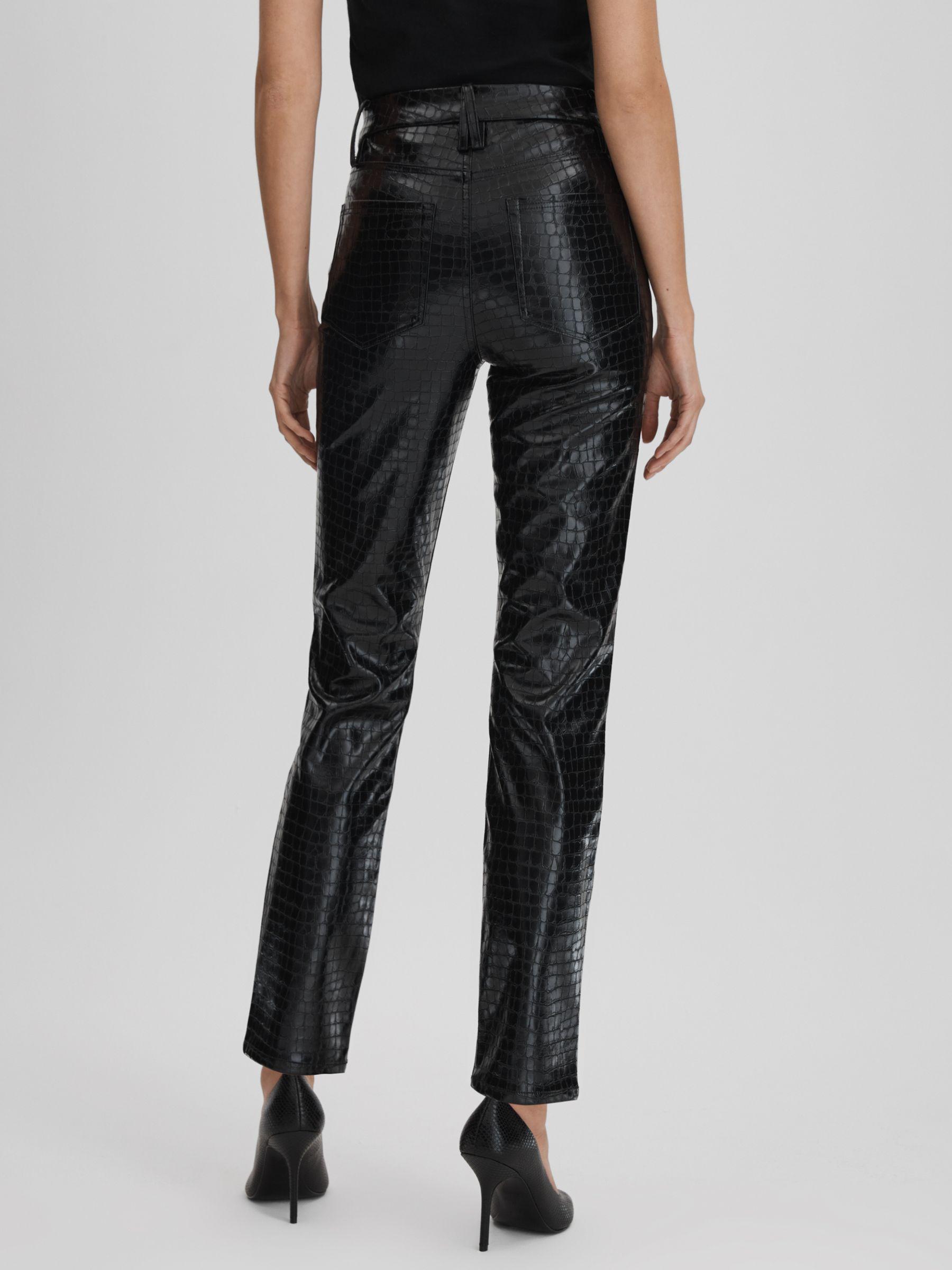 Good American Slim Fit Faux Leather Jeans in Black Product Image