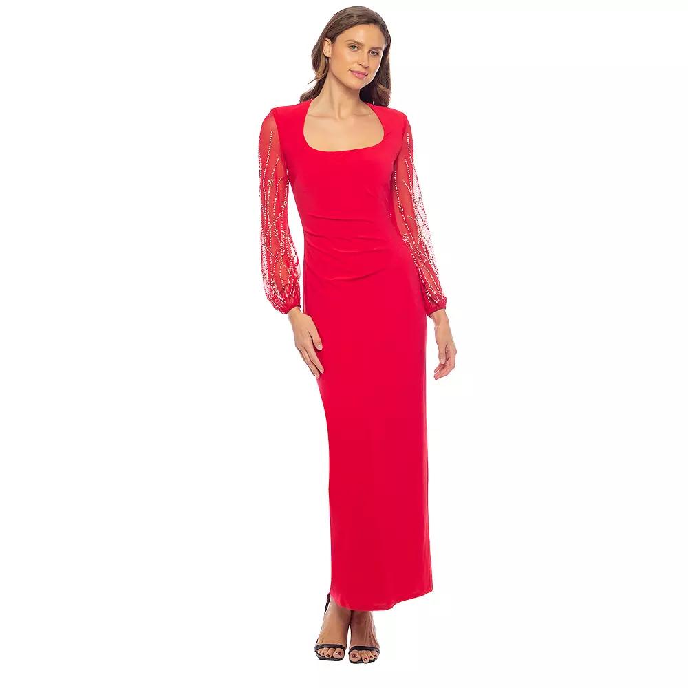 Women's Marina Square Neck Beaded Sleeve Maxi Dress,  Product Image