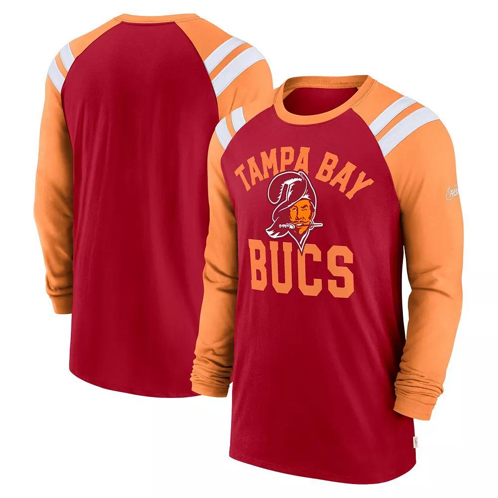 Men's Nike Red/Orange Tampa Bay Buccaneers Classic Arc Raglan Tri-Blend Long Sleeve T-Shirt, Size: 2XL Product Image