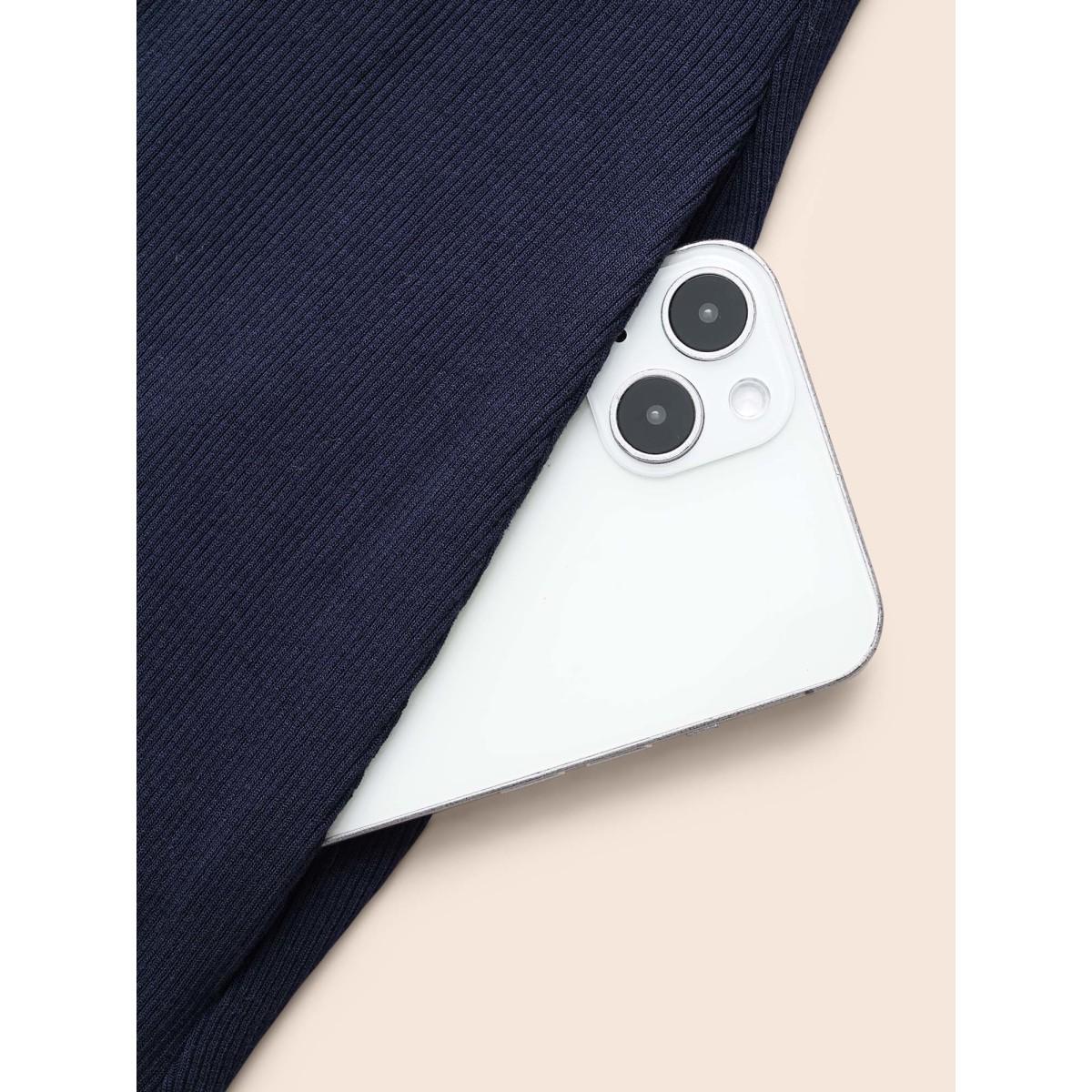 Plus Size Striped Contrast Elastic Waist Dress Yellowishbrown Women Casual Contrast Round Neck Elbow-length sleeve Curvy BloomChic 26/4X Product Image