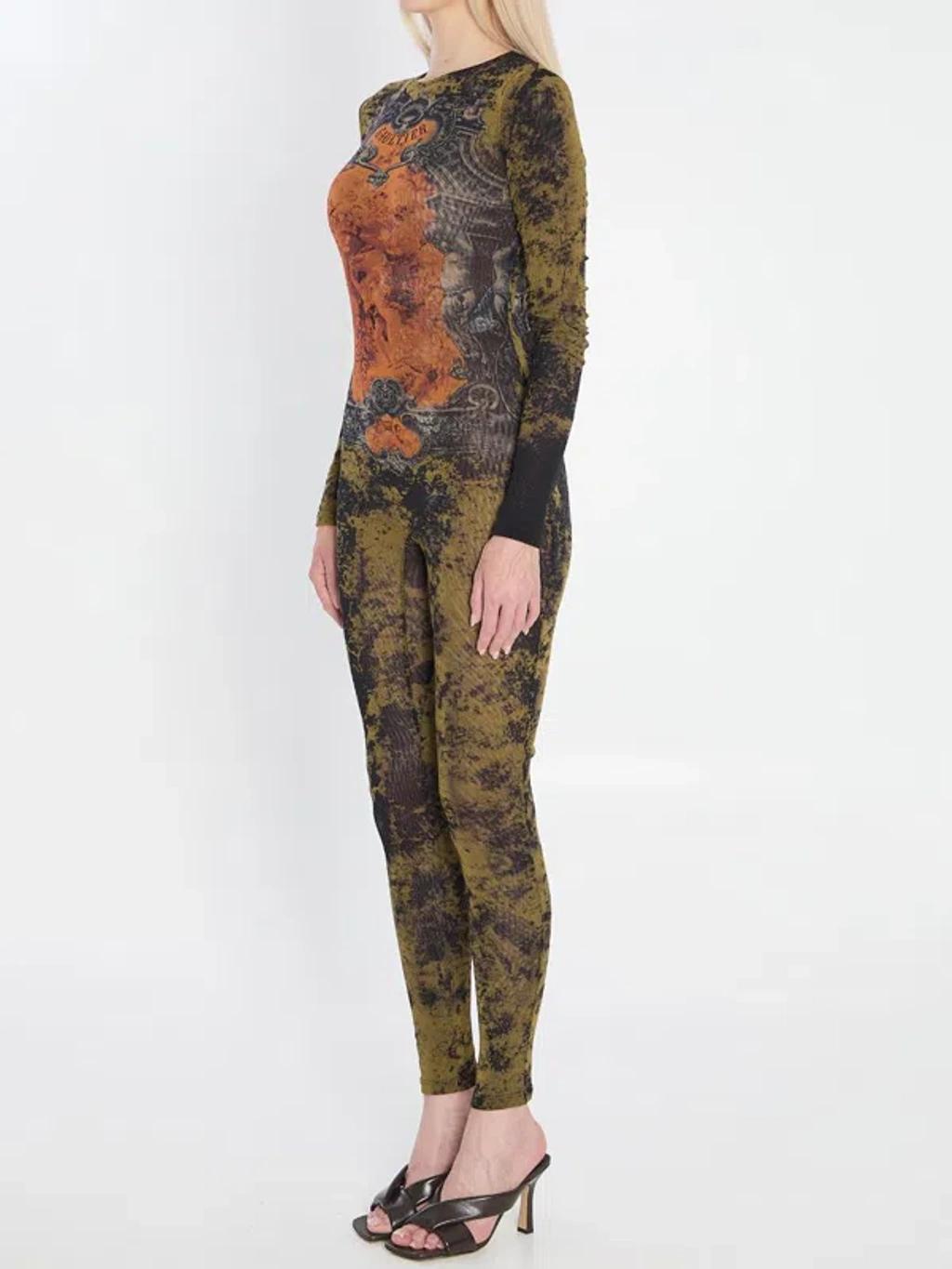 JEAN PAUL GAULTIER Graphic Print Full-length Dress With Long Sleeves In Black Product Image