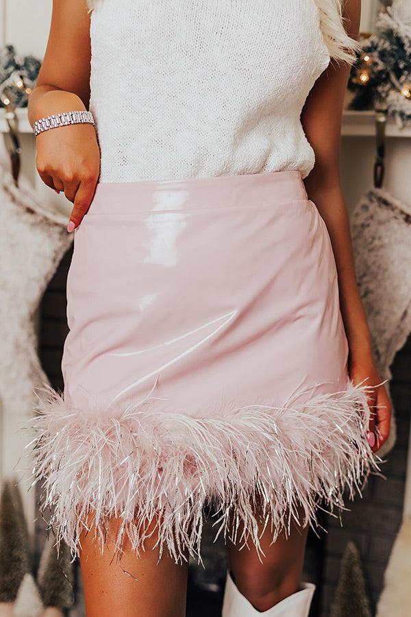 The Freesia Patent Feather Skirt In Blush Product Image