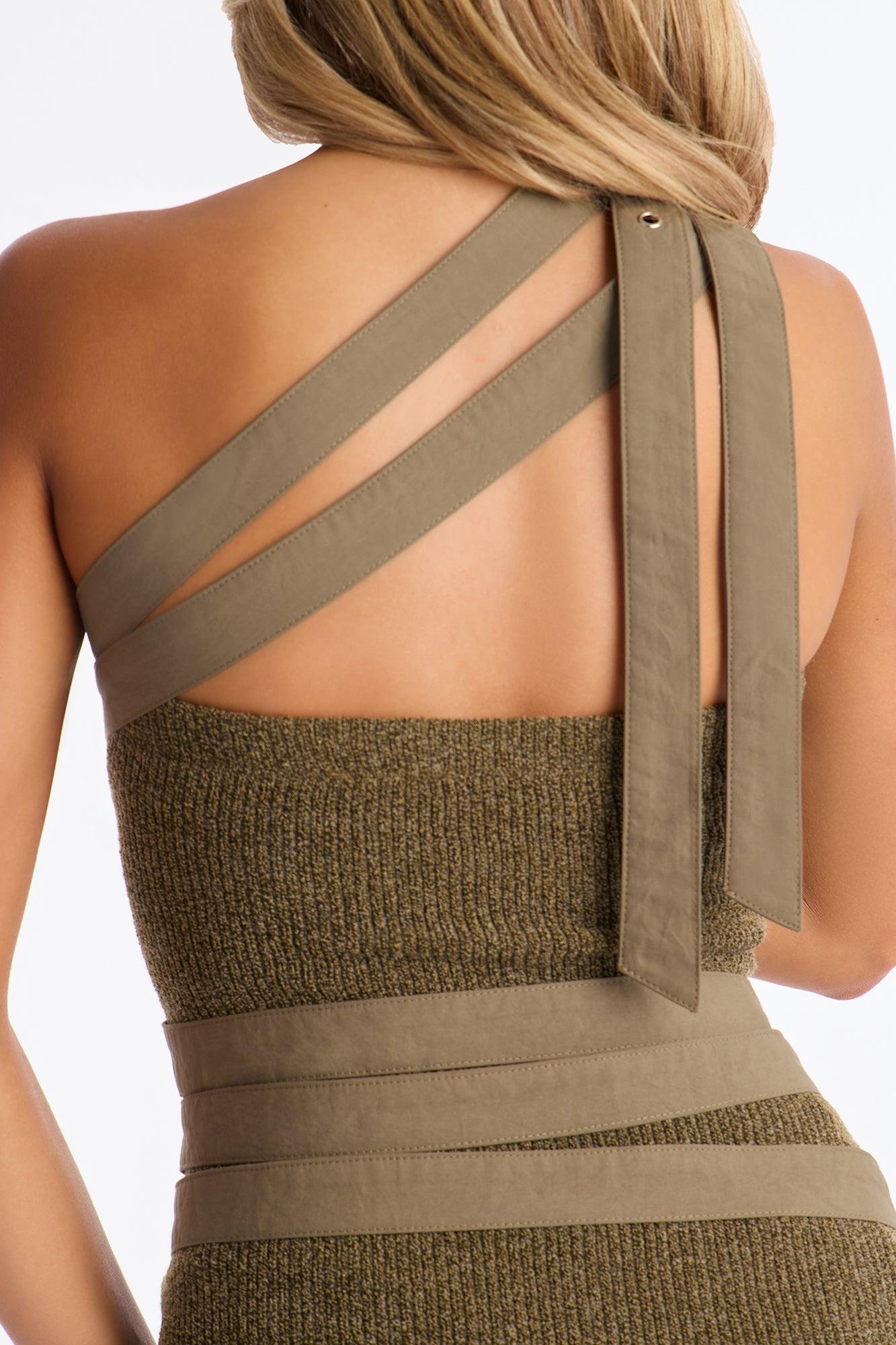 Regina Belted Sweater Mini Dress - Olive Female Product Image