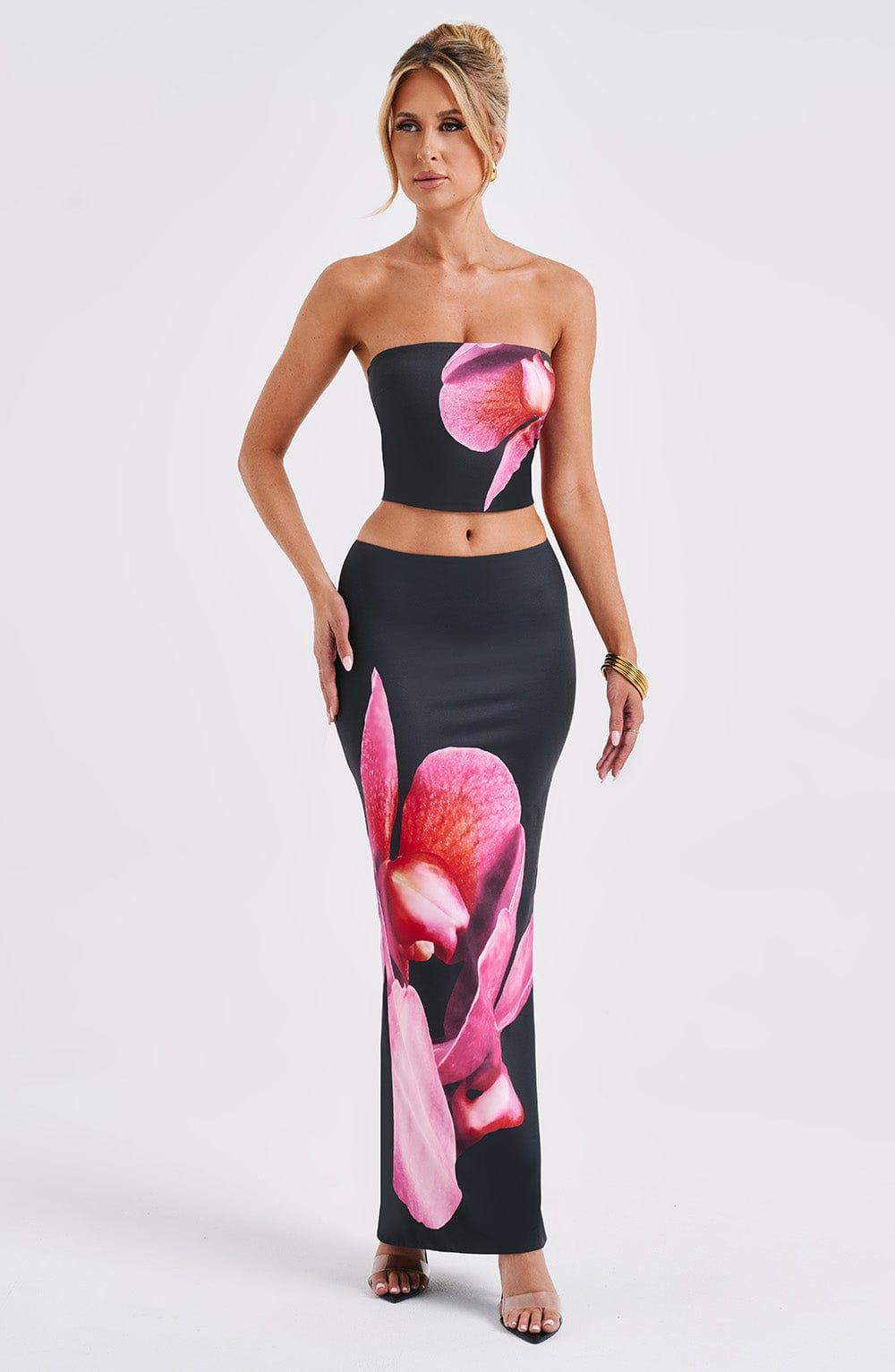 Allegra Maxi Skirt - Black Floral Print Product Image