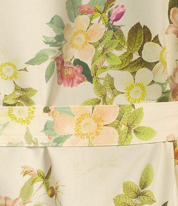 Alex Marie Tonya Long Sleeve Floral Print Notch Collar V-Neck Midi Wrap Dress Product Image