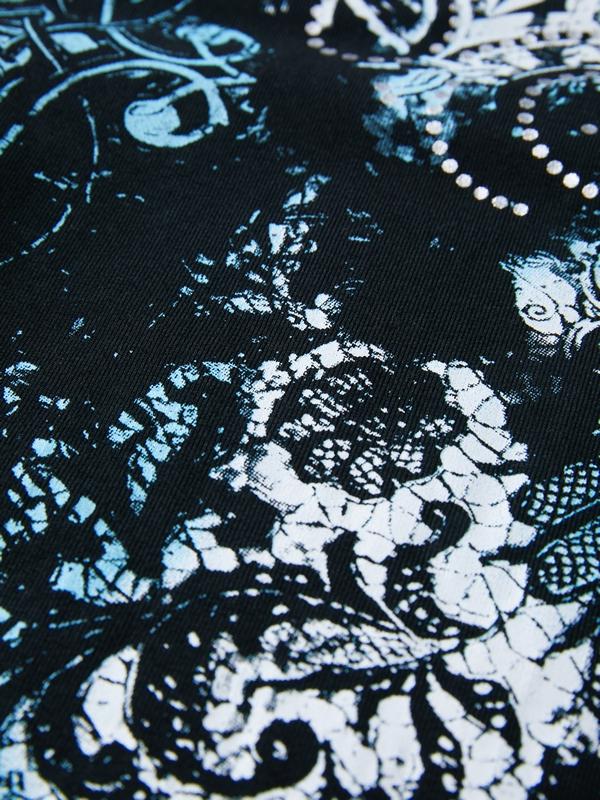 Gothic Print V Neck Long Sleeve Tee Product Image