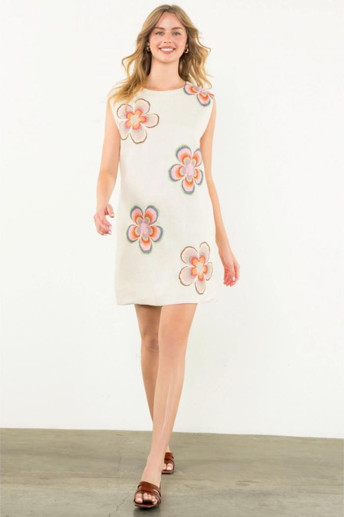Stacia Sleeveless Flower Embroidered Dress Product Image
