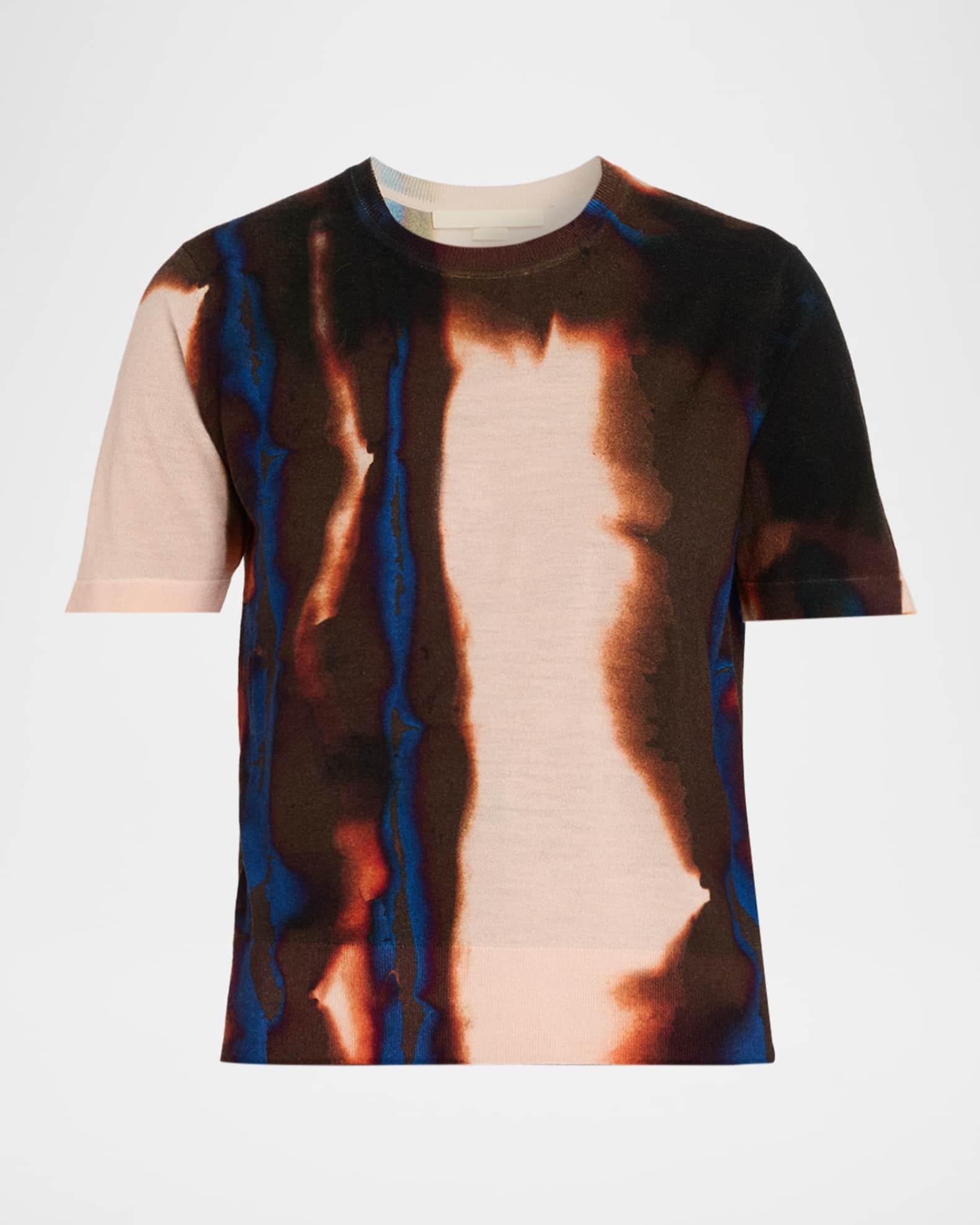 Burned Striped Wool Short-Sleeve Sweater Product Image