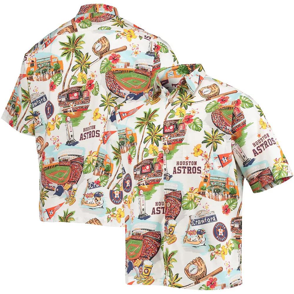 Men's Reyn Spooner White Houston Astros Scenic Button-Up Shirt, Size: Large Product Image