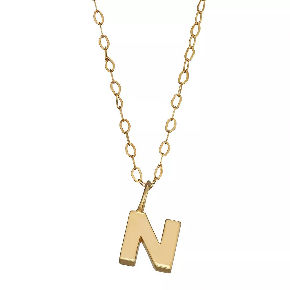 10K Gold Initial Pendant on 14K Gold Filled Chain, Womens Product Image