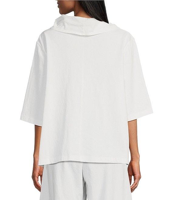 Bryn Walker Nola Cotton Jersey Cowl Neck Elbow Sleeve Shirt Product Image