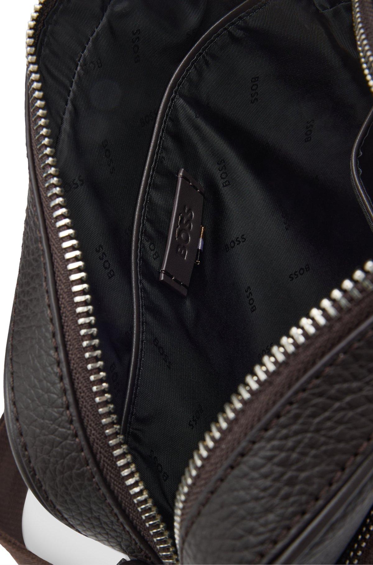 Reporter bag in grained Italian leather with embossed logo Product Image