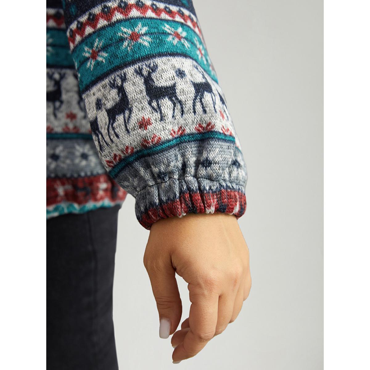 Plus Size Patchwork Contrast Drawstring Zipper Jacket Women Multicolor Elastic cuffs Dailywear Jackets BloomChic 14-16/1X Product Image