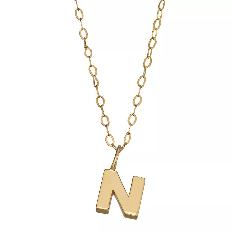 10K Gold Initial Pendant on 14K Gold Filled Chain, Womens Product Image