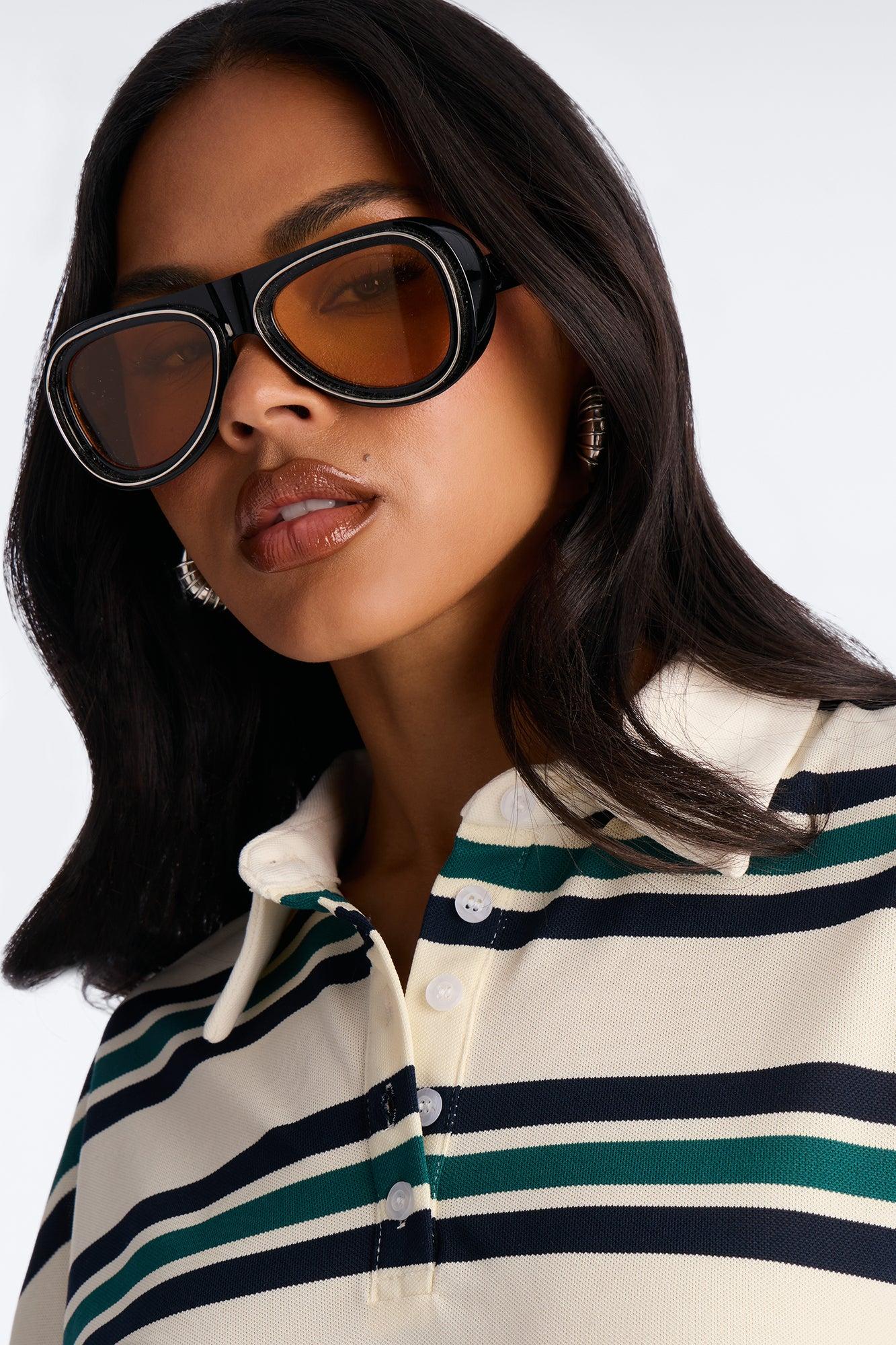 Stacey Stripe Polo Short Set - Cream/combo Female Product Image
