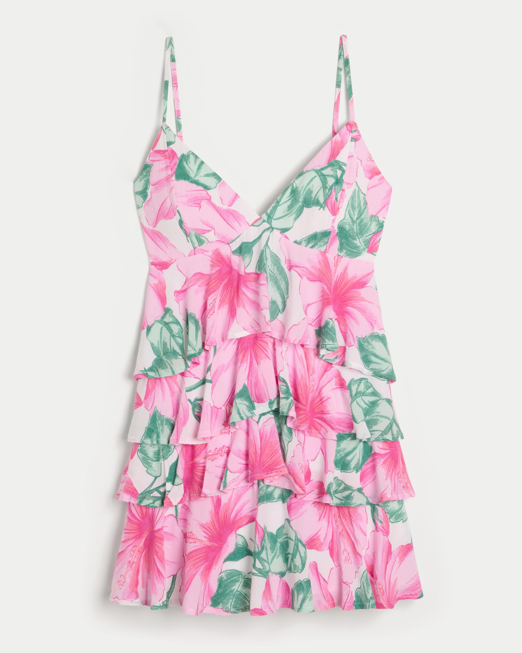 V-Neck Ruffled Tier Babydoll Mini Dress Product Image