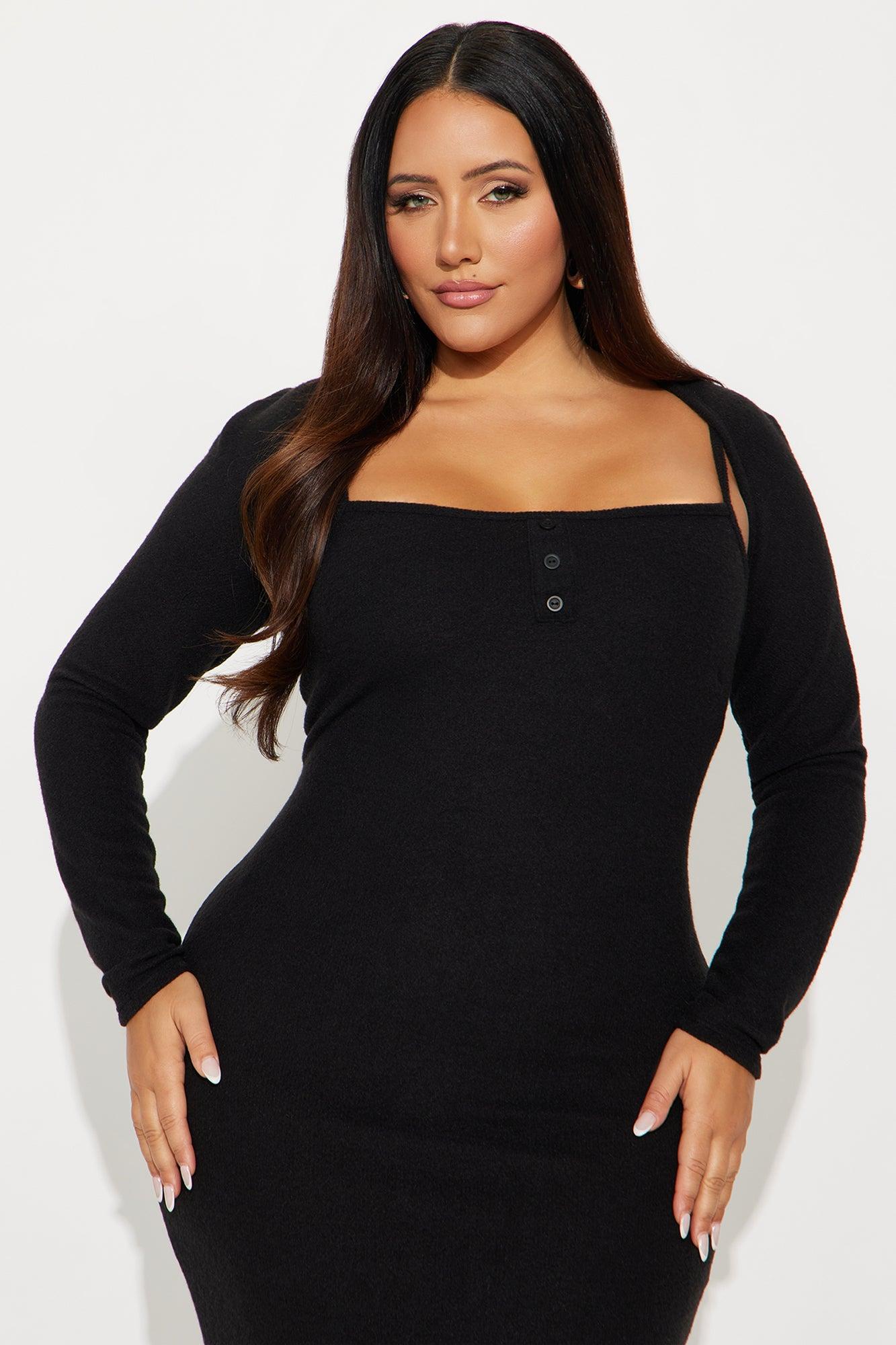 No Rush Sweater Maxi Dress - Black Product Image