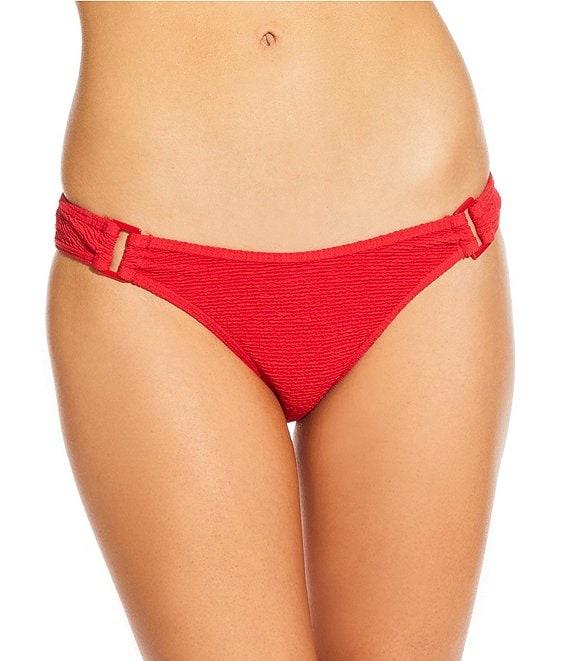 GB Scrunchie Textured Rectangle Ring High Leg Hipster Swim Bottom Product Image