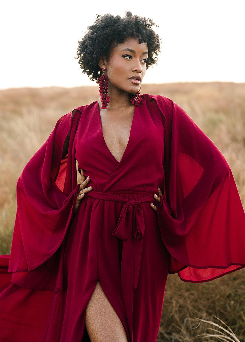 Nerina Dress in Burgundy Female Product Image