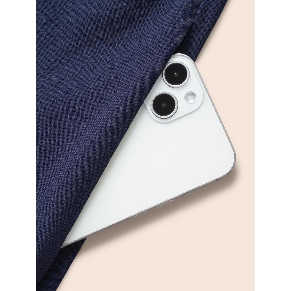 Plus Size Colorblock Contrast Pocket Wrap Flutter Tiered Tank Dress DarkBlue Women Casual Wrap V-neck Cap Sleeve Curvy Midi Dress BloomChic 10/M Product Image