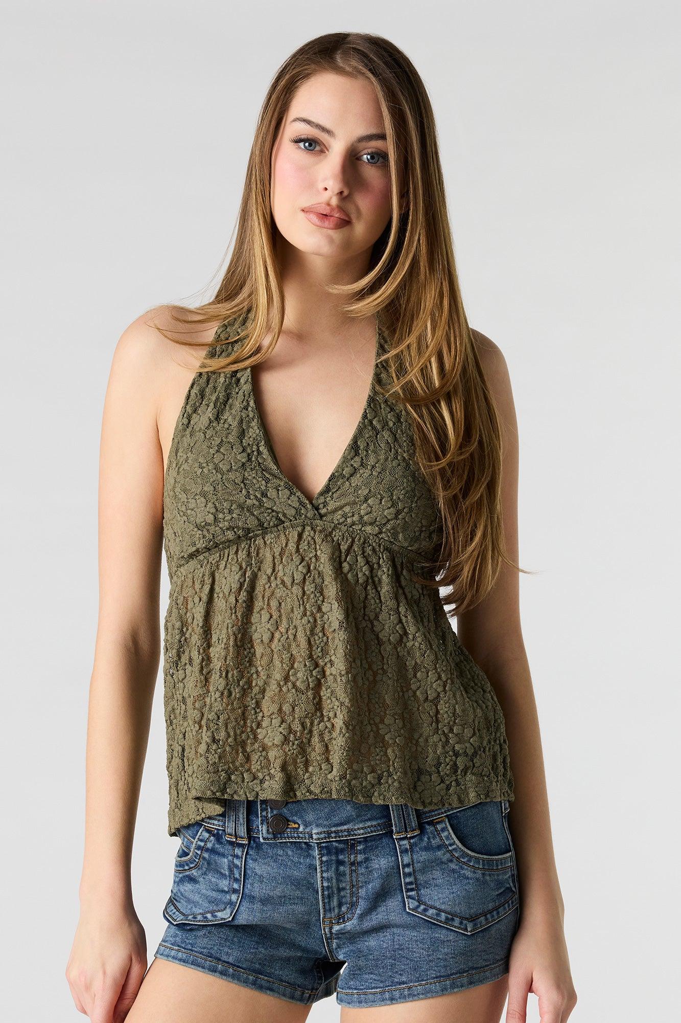 Lace Halter Babydoll Top Female Product Image