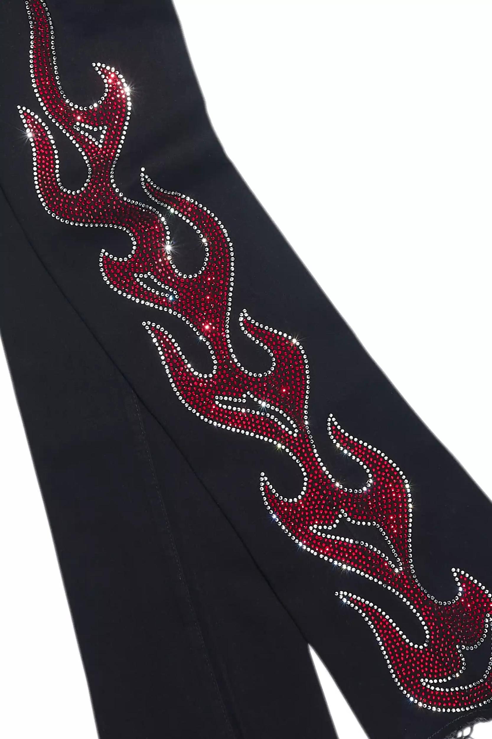 Sword Jet Black Rhinestone Stacked Flare Jean Male Product Image