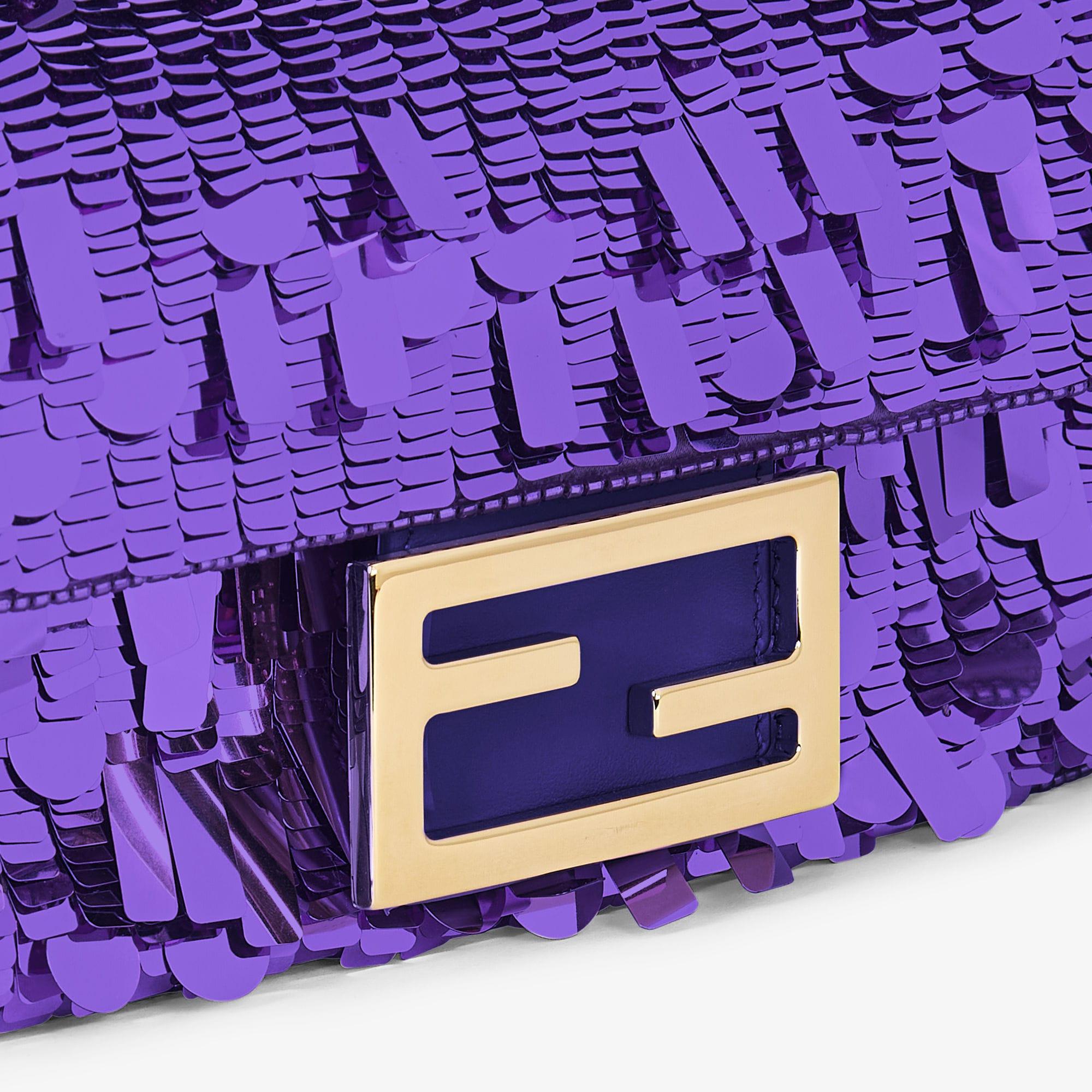 Baguette MiniBag embroidered with purple sequins Product Image