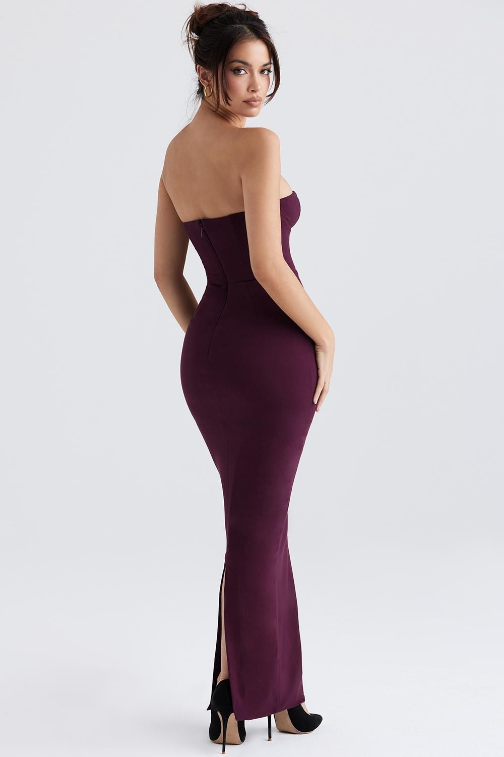 Lucia  grape strapless corset maxi dress Product Image