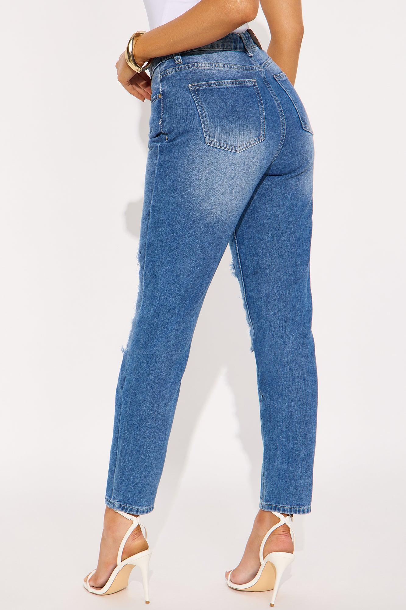 Sneak Into It Ripped Straight Leg Jeans - Medium Wash Female Product Image
