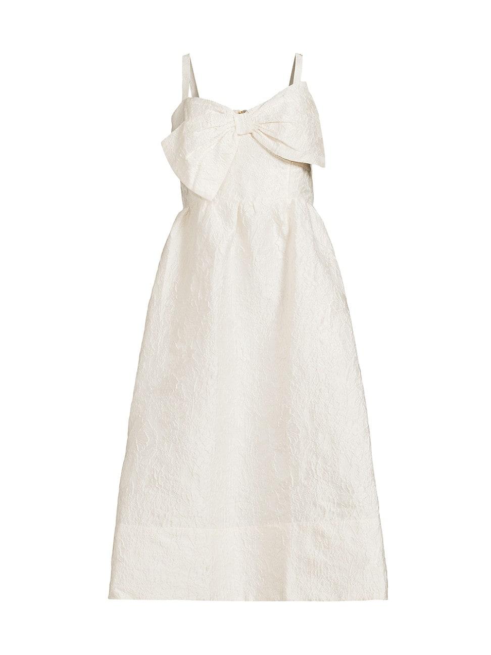 Womens Ellara Jacquard Bow Midi-Dress Product Image