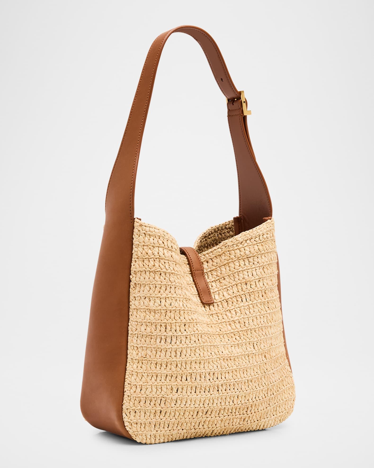 Le 5 A 7 Small YSL Hobo Bag in Raffia and Leather Product Image