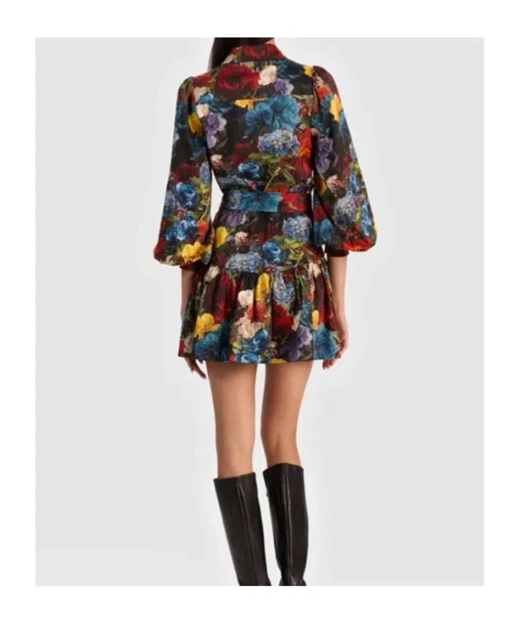 ALICE AND OLIVIA Lily Mini Shirt Dress In Flourish Sm In Multi Product Image