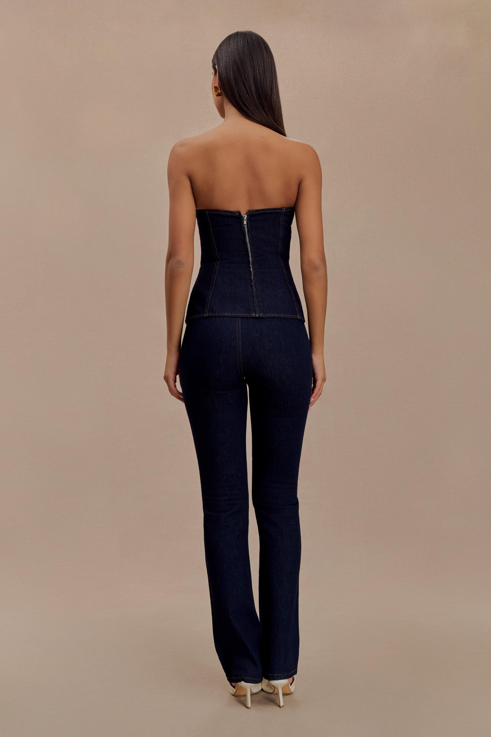 Sylas Strapless Buckle Denim Top - Indigo Blue Product Image