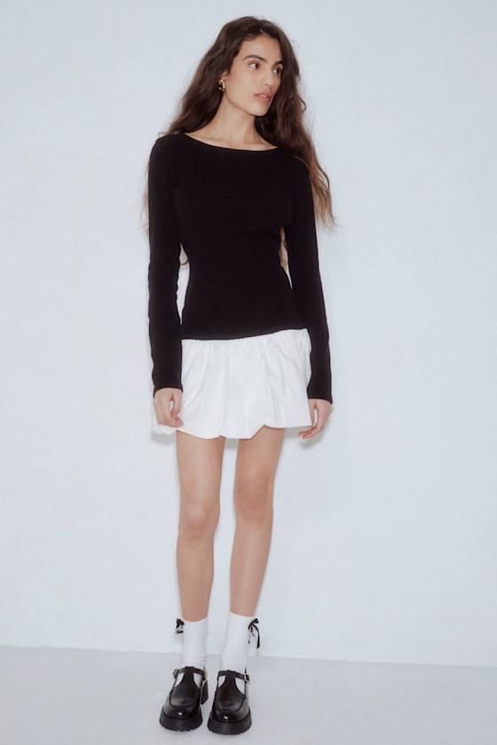 Ideal Approach Black and White Long Sleeve Mini Dress Product Image