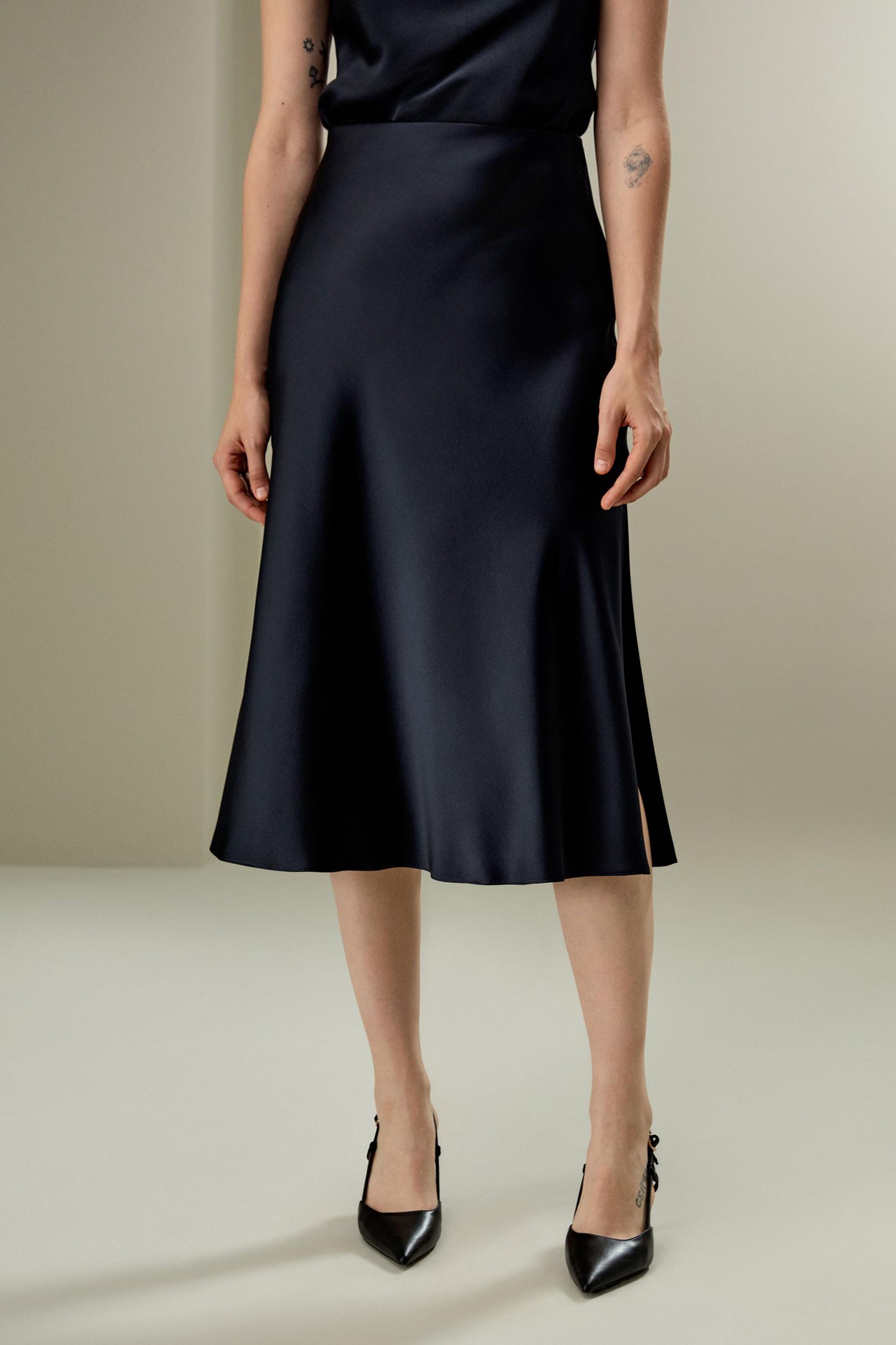 Bias-cut Silk Midi Skirt Product Image