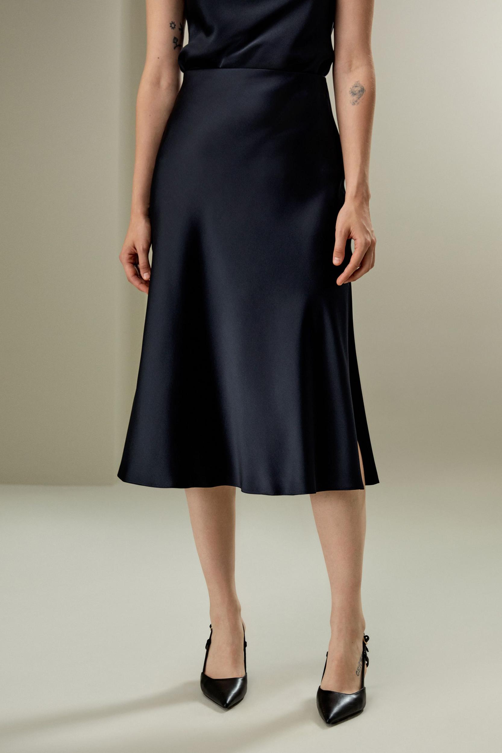 Bias-cut Silk Midi Skirt Product Image
