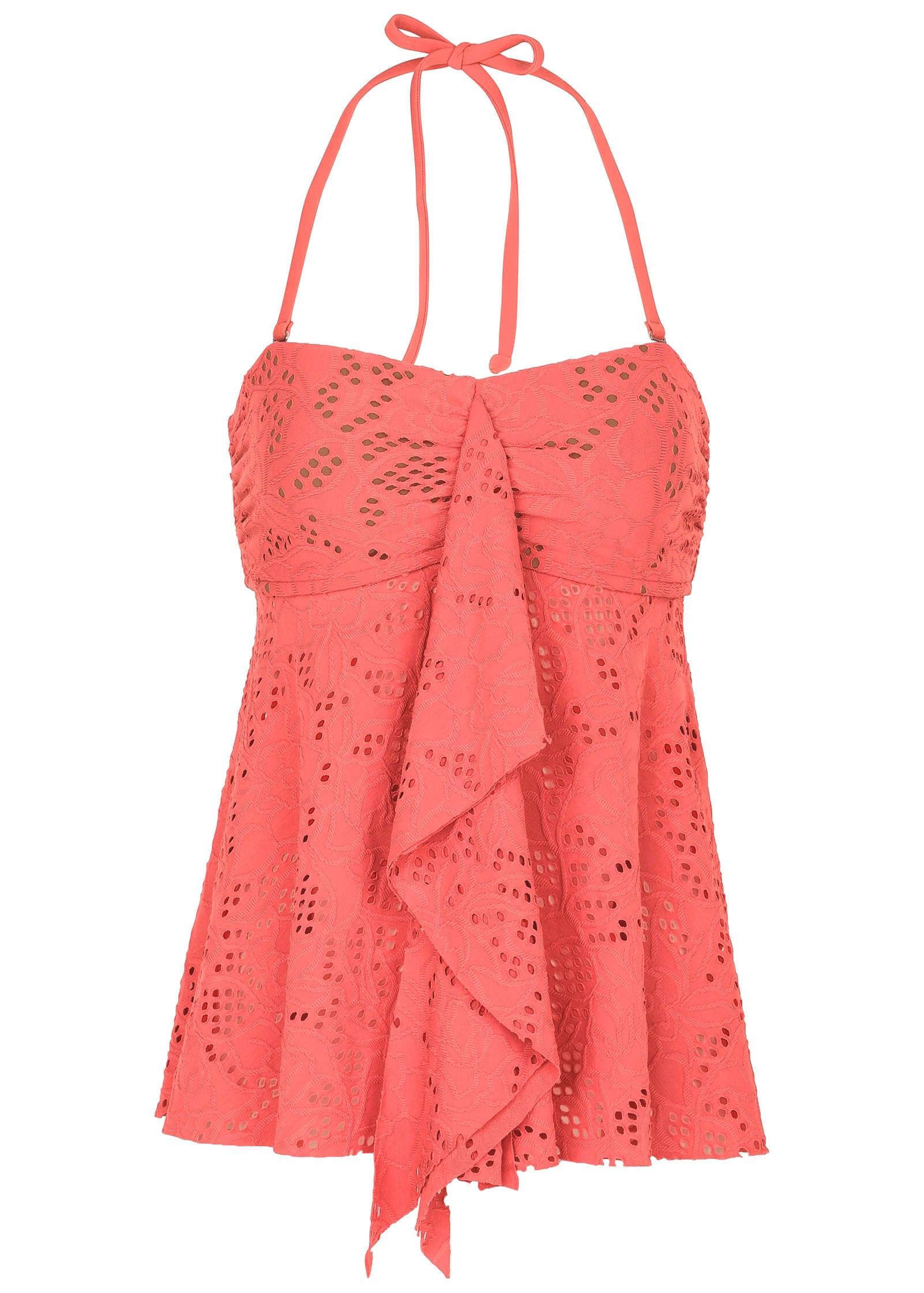 Lace Lanai Bandeau Tankini - Coral Product Image