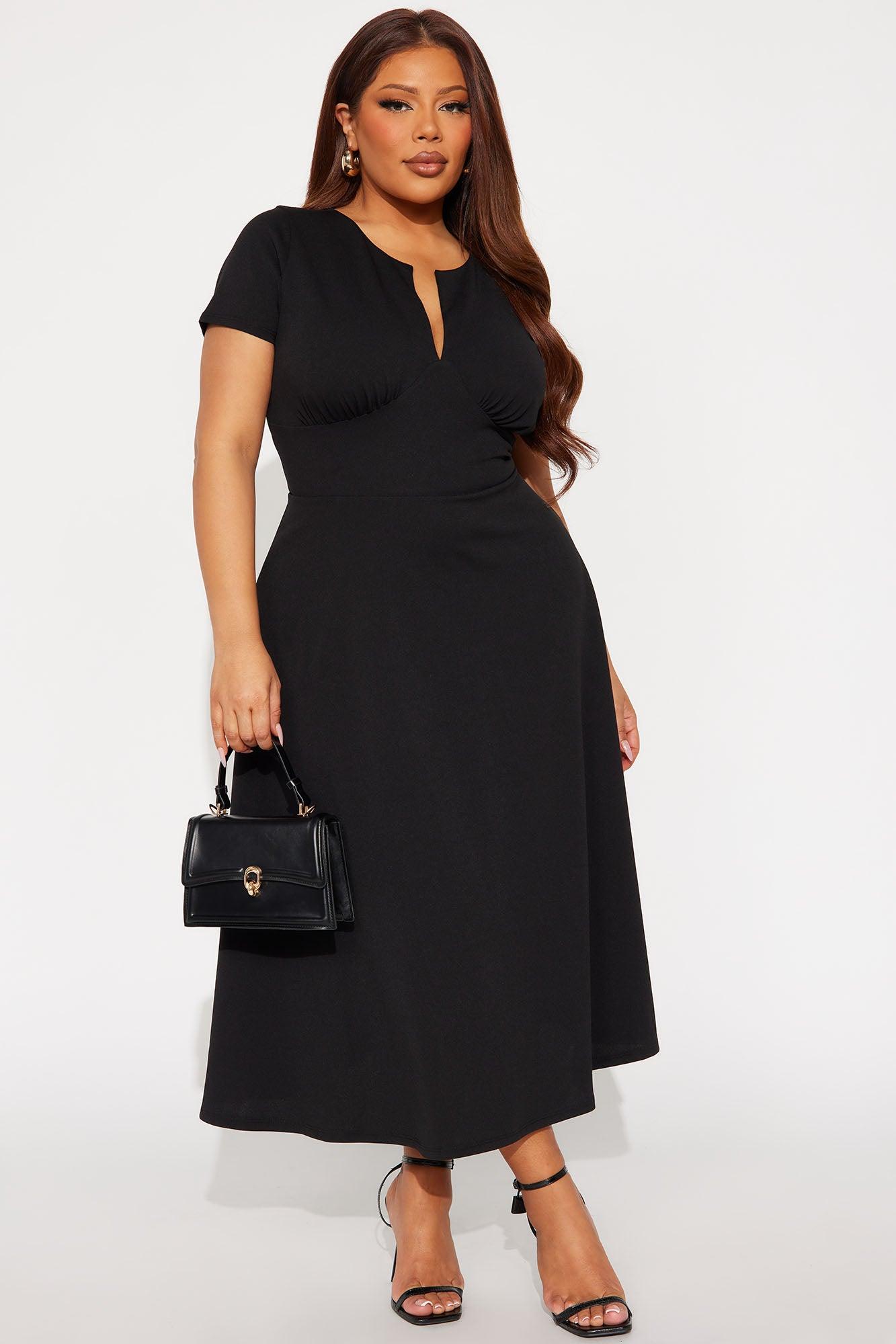 Charolette Short Sleeve Midi Dress - Black Female Product Image