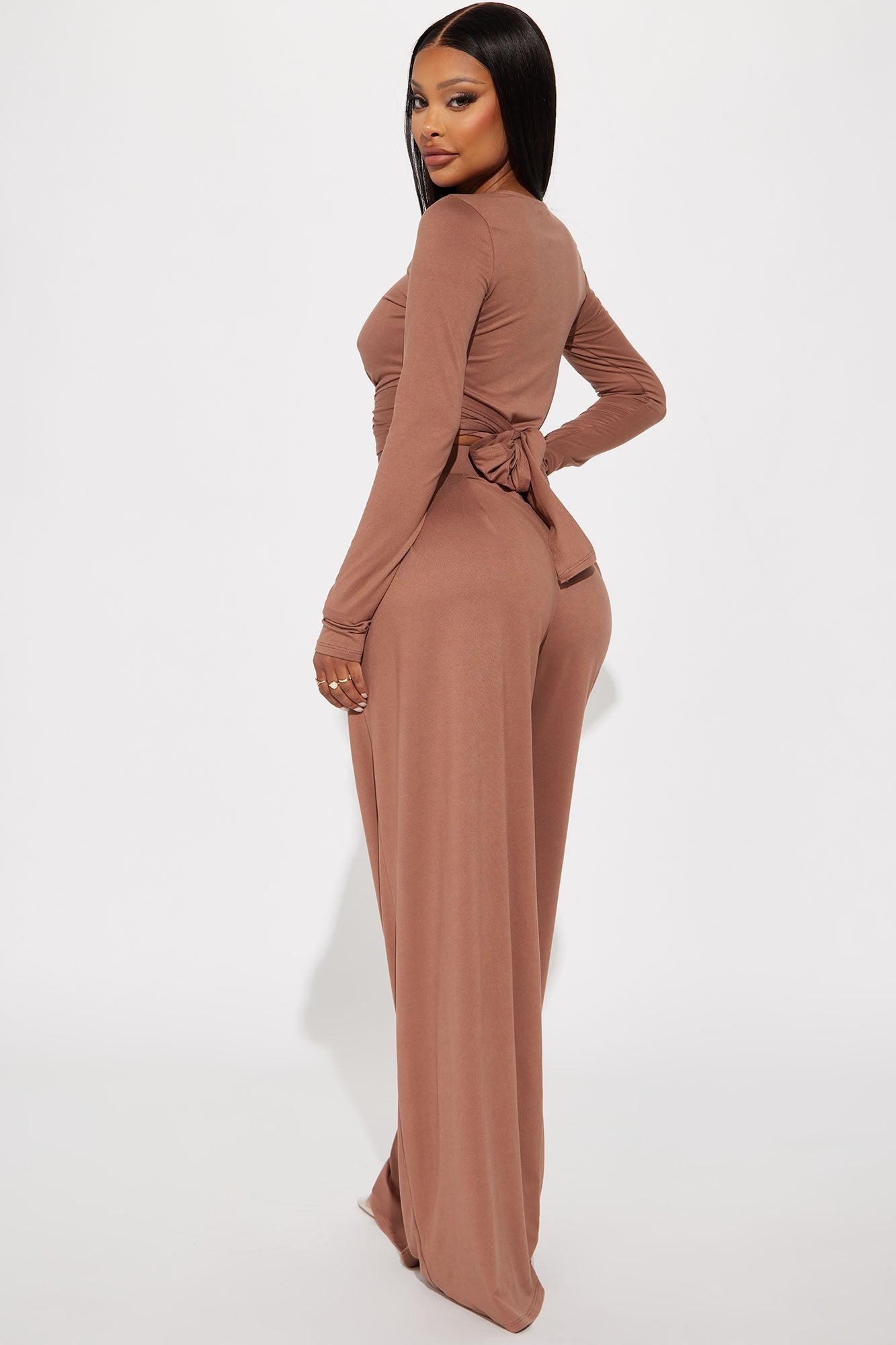 Casually Chic Long Sleeve Pant Set - Khaki Product Image