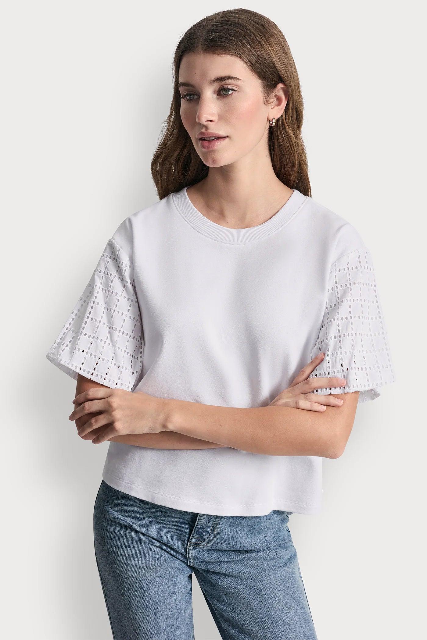 EYELET PUFF SLEEVE SHIRT Product Image