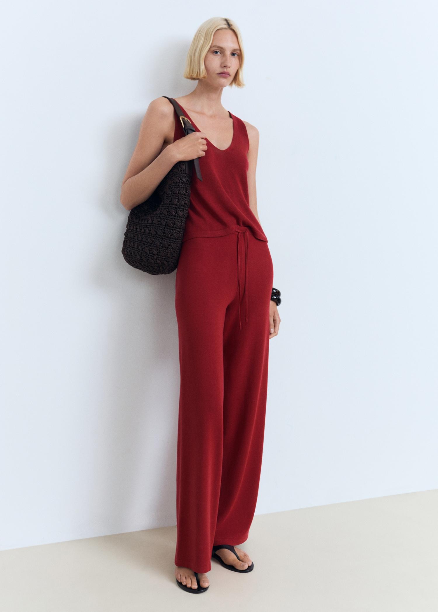 V-neck knit top - Women | MANGO USA Product Image