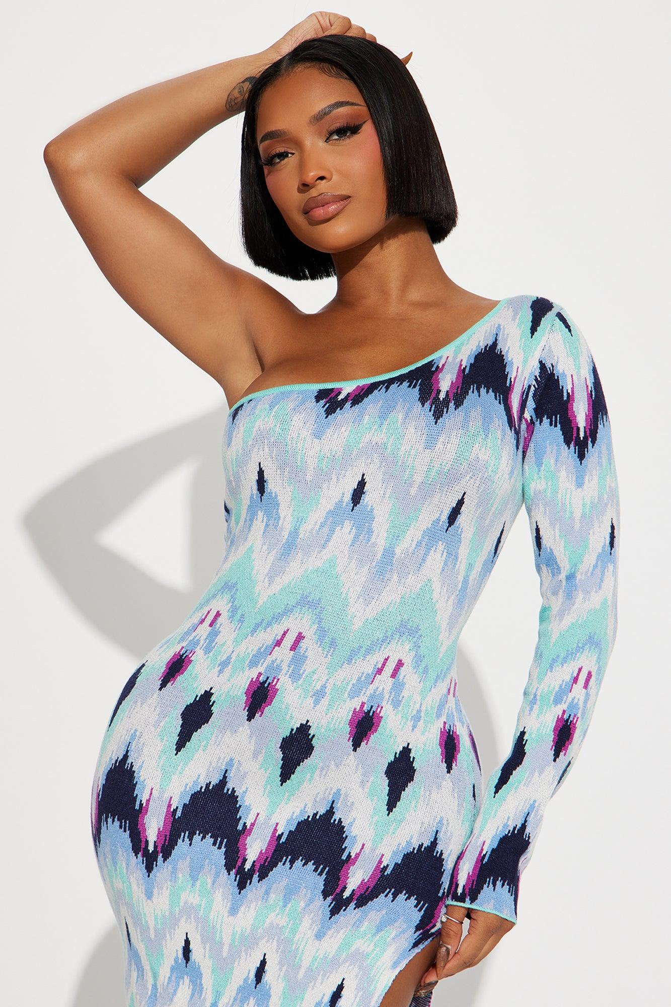 Patricia Sweater Midi Dress - Blue/combo Female Product Image