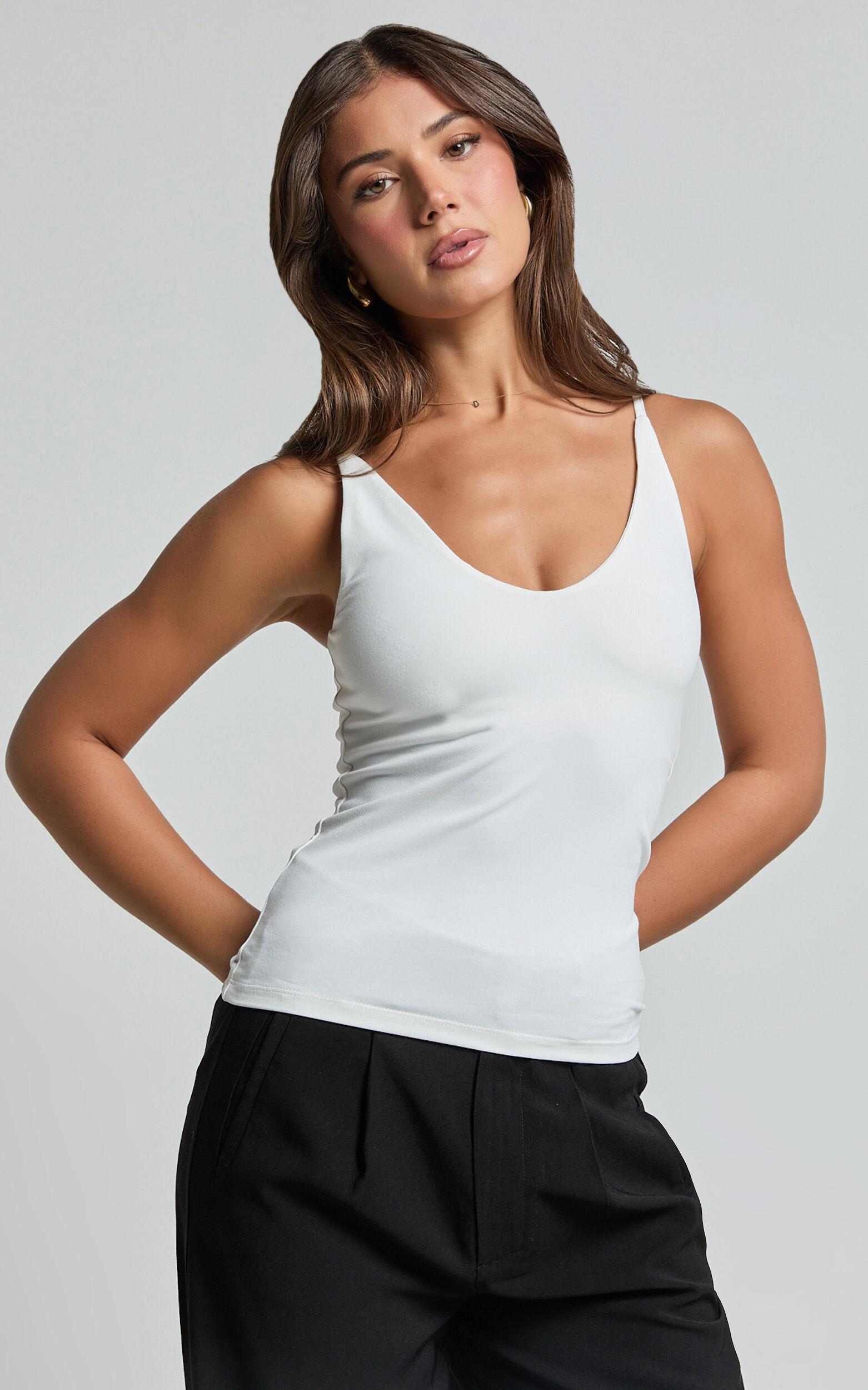 Cady Top - Scoop Neck Top in White Product Image
